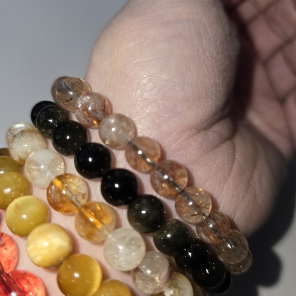 8mm Black Golden Super Seven Bracelet - Picture 7 of 12